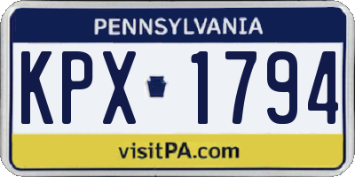 PA license plate KPX1794