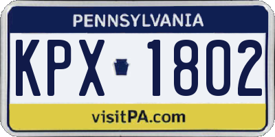 PA license plate KPX1802