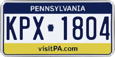 PA license plate KPX1804