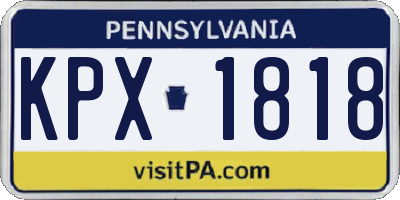PA license plate KPX1818