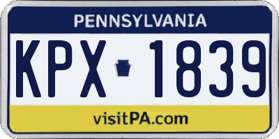 PA license plate KPX1839