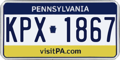 PA license plate KPX1867