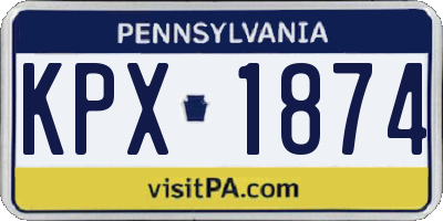 PA license plate KPX1874