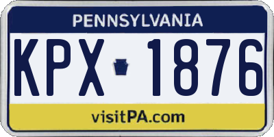 PA license plate KPX1876