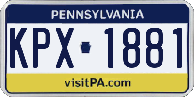 PA license plate KPX1881
