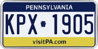 PA license plate KPX1905