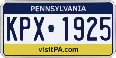 PA license plate KPX1925