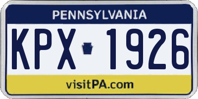 PA license plate KPX1926