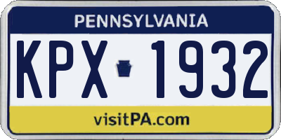 PA license plate KPX1932