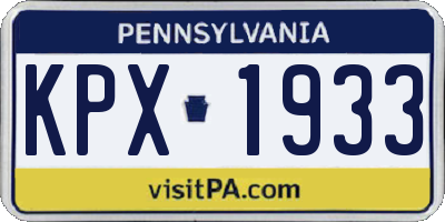 PA license plate KPX1933