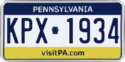PA license plate KPX1934