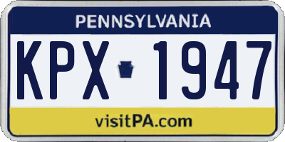 PA license plate KPX1947