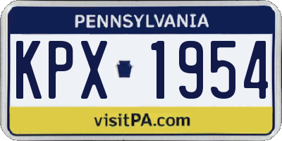 PA license plate KPX1954