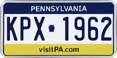 PA license plate KPX1962
