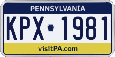 PA license plate KPX1981