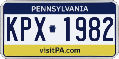 PA license plate KPX1982