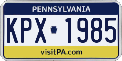 PA license plate KPX1985