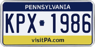 PA license plate KPX1986