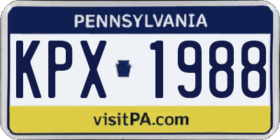 PA license plate KPX1988
