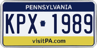 PA license plate KPX1989