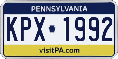 PA license plate KPX1992