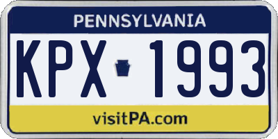 PA license plate KPX1993