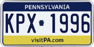 PA license plate KPX1996