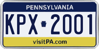 PA license plate KPX2001