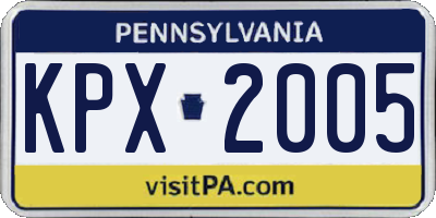 PA license plate KPX2005