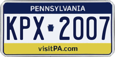 PA license plate KPX2007