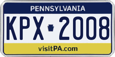 PA license plate KPX2008