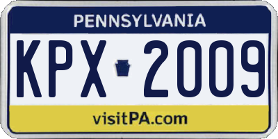 PA license plate KPX2009