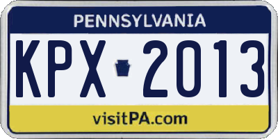 PA license plate KPX2013