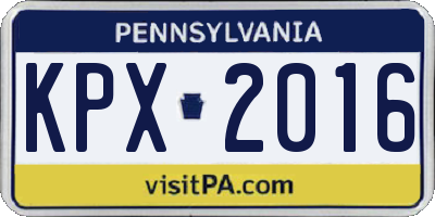 PA license plate KPX2016