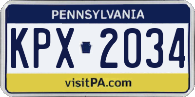 PA license plate KPX2034
