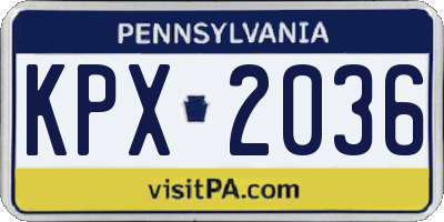 PA license plate KPX2036