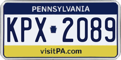 PA license plate KPX2089