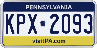 PA license plate KPX2093