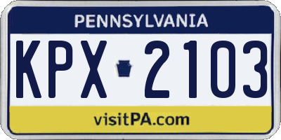 PA license plate KPX2103