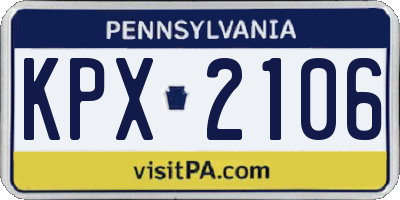 PA license plate KPX2106