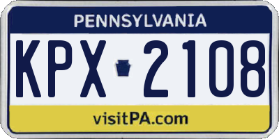 PA license plate KPX2108