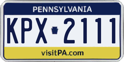 PA license plate KPX2111