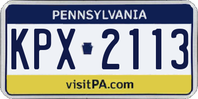 PA license plate KPX2113