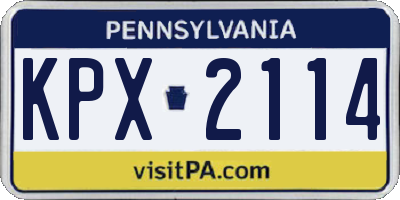 PA license plate KPX2114