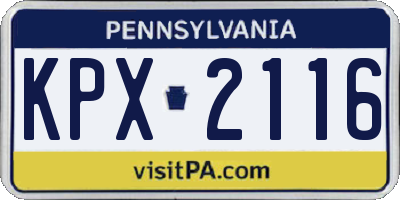 PA license plate KPX2116