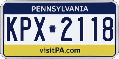 PA license plate KPX2118