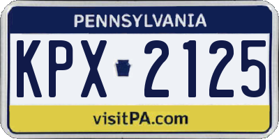 PA license plate KPX2125
