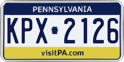 PA license plate KPX2126