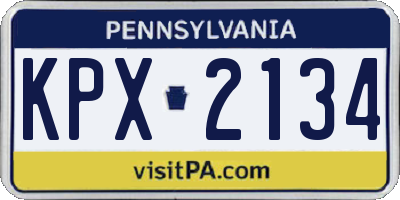 PA license plate KPX2134