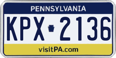 PA license plate KPX2136